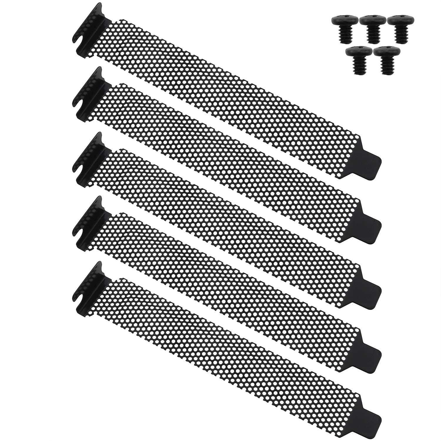 Chenjin Pci Slot Cover 5Pcs Black Pci Dust Filter Blanking Plates With 5Pcs Screws Vented Slot Cover